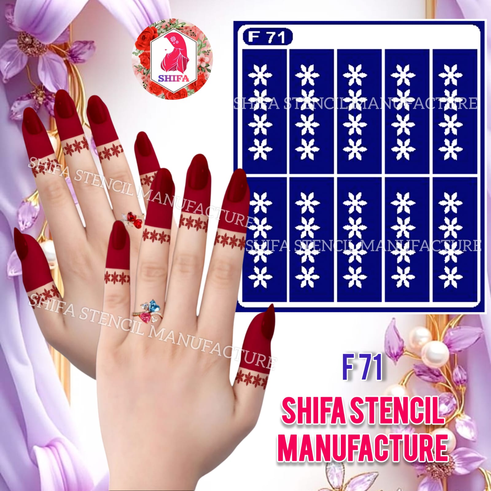 F 71 Snowflake Sparkle - Sticker Overview - Shifa Stencil Manufacturer